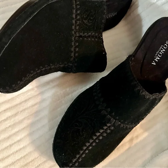 Sonoma Juliette Women’s Black Suede Heeled Clogs Size 6 - Picture 3 of 8